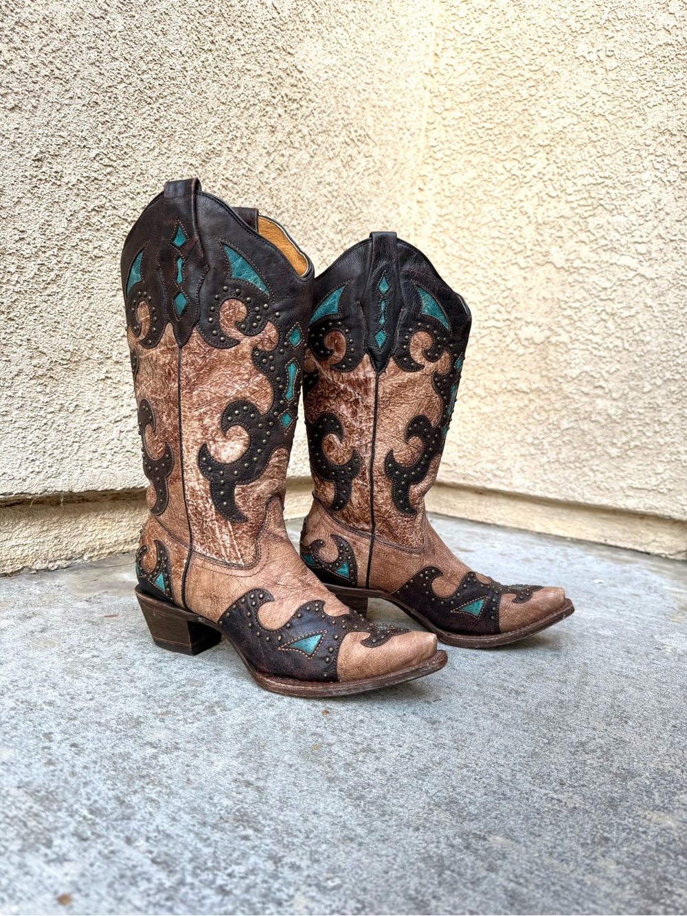 Corral Women’s  "El Paso" Leather Snip-Toe Western boots Cowgirl Brown Size 7.5 - Picture 7 of 10